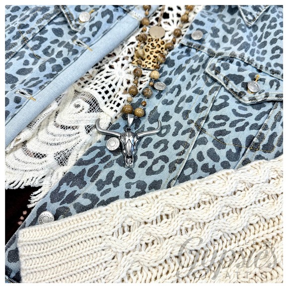 TAKING DOWN 4/5/24 POL Snow Leopard Denim & Cable Knit Jacket - Picture 4 of 14